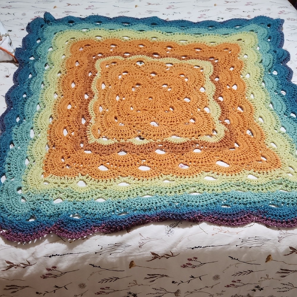 ***SALE 3 for $20*** Multicolor Crochet Blanket Lightweight 38"x32"